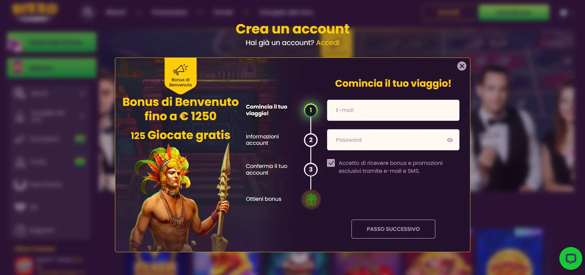 Registrazione Bizzo casino